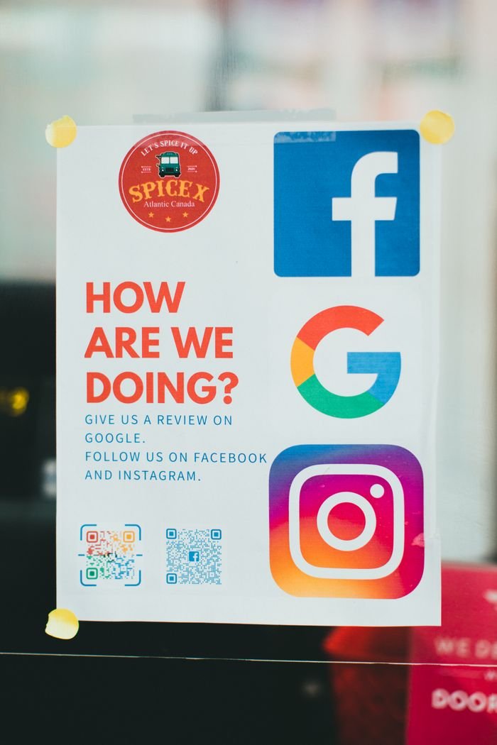 Mastering the First Impression: Your intriguing post title goes here Poster encouraging reviews on Google, Facebook, and Instagram.